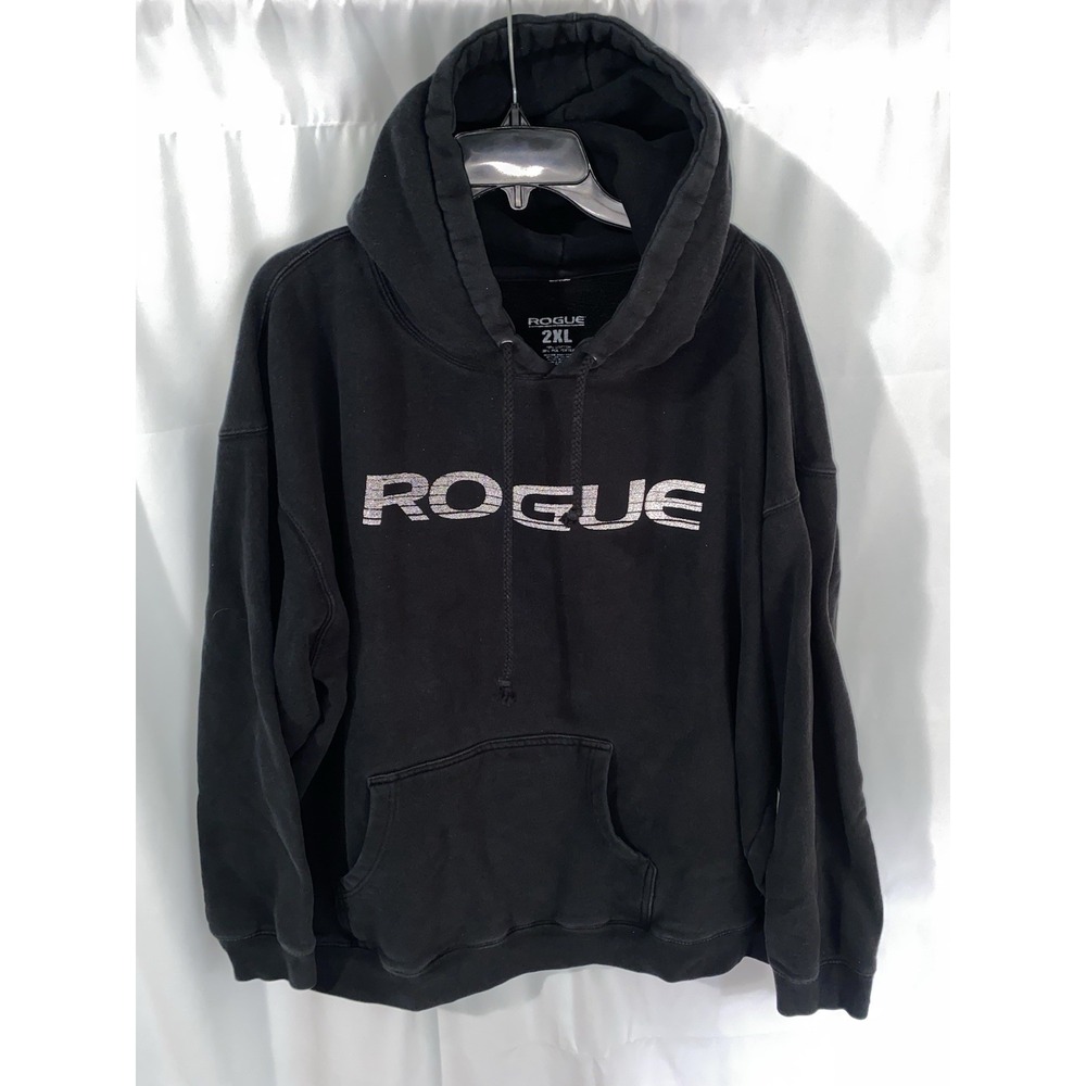 Rogue Fitness Black Hoodie Mens 2XL Pullover Gym Hooded Sweatshirt
